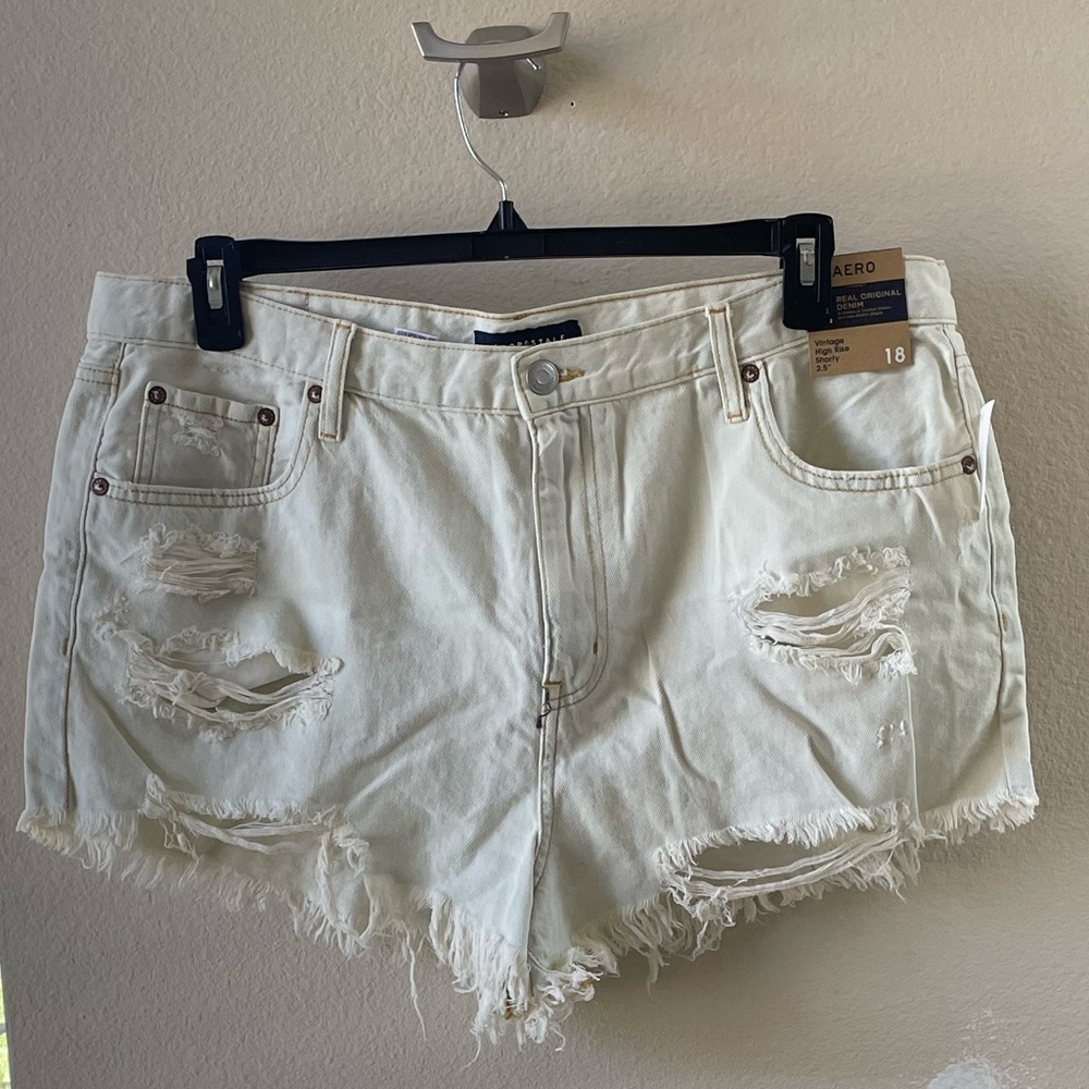 Aeropostale White Jean Shorts Relaxed Fit